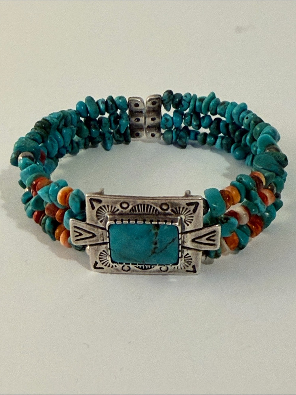 Carolyn Pollack Sterling Silver Multi-Strand Turquoise Adjustable Bracelet 925